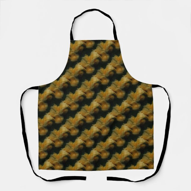 Yellow Rose Flowers Nature Art Pattern     Apron (Front)