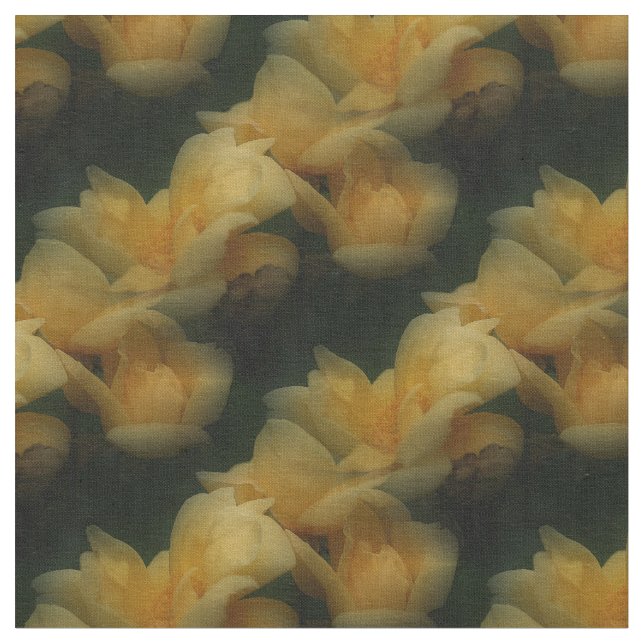 Yellow Rose Flowers Nature Art Pattern Fabric (Close Up)