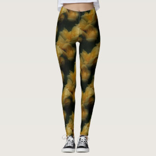 Yellow Rose Flowers Nature Pattern Leggings