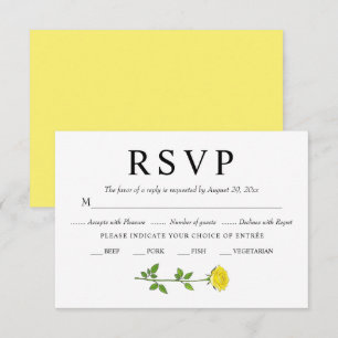 Yellow rose flowers romantic floral wedding RSVP card