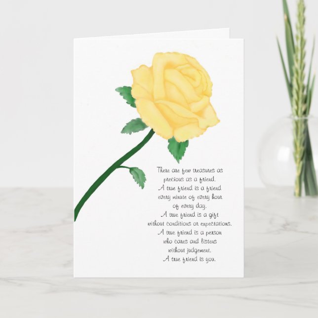Yellow Rose Friend Birthday Card (Front)