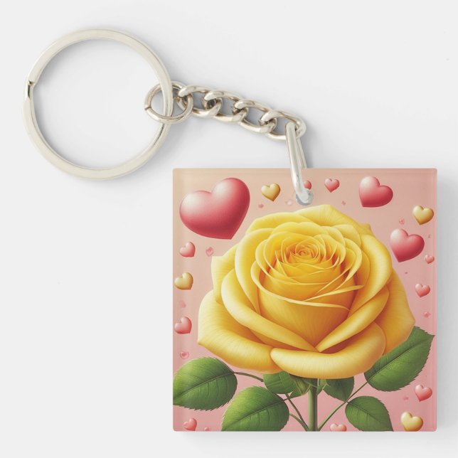 Yellow Rose Friendship Key Chain (Front)