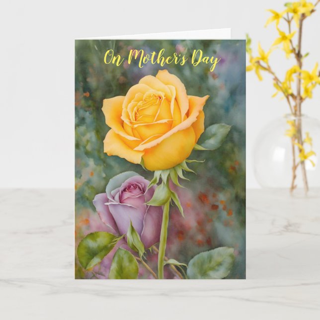 Yellow Rose Garden Floral Art Mother's Day Card (Yellow Flower)