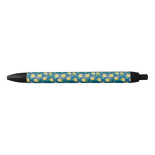 Yellow Rose Garden pattern Black Ink Pen