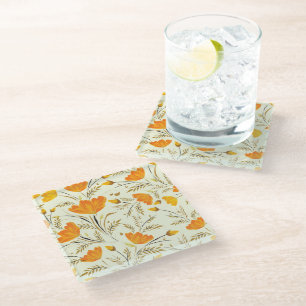 Yellow rose glass coaster