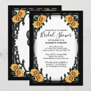 Yellow Rose Gothic Bridal Shower Invitation