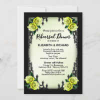 Yellow Rose Gothic Rehearsal Dinner Green