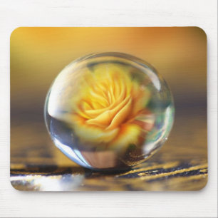 Yellow Rose In A Glass Ball Mouse Pad