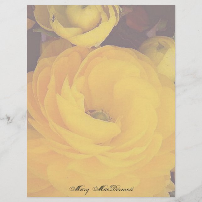 Yellow Rose Letterhead Stationery (Front)