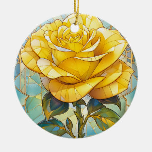 Yellow Rose Memorial  Ceramic Ornament