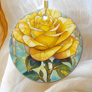 Yellow Rose Memorial  Ceramic Ornament