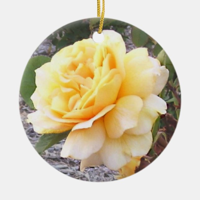 Yellow Rose Memorial Ornament (Front)