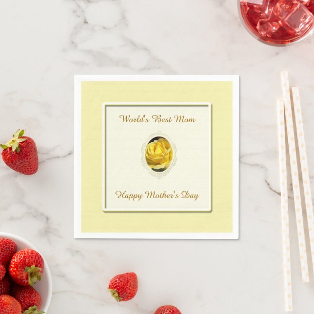 Yellow Rose Mother's Day Paper Napkins (Insitu)