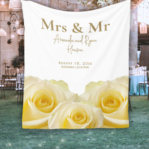 Yellow Rose Mrs. & Mr. Bridal Couple Wedding Gift  Fleece Blanket