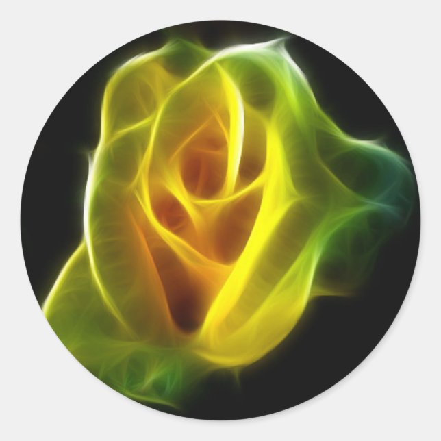 Yellow Rose of flames Classic Round Sticker (Front)