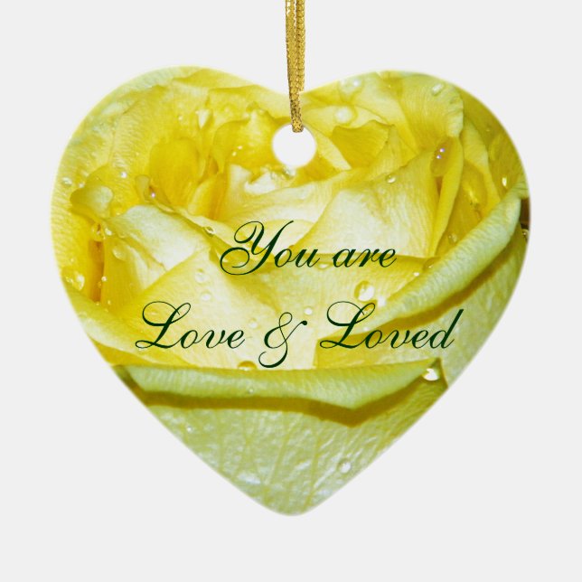 Yellow Rose of Love_ Ceramic Tree Decoration (Front)