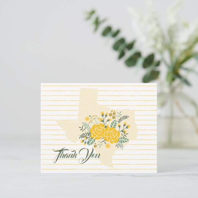 Yellow Rose of Texas - Gingham State Thank You Card (Standing Front)