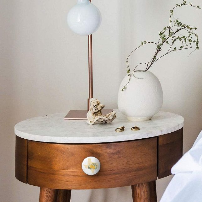 Yellow Rose of Texas - Gingham State with Roses Ceramic Knob (Creator Uploaded)