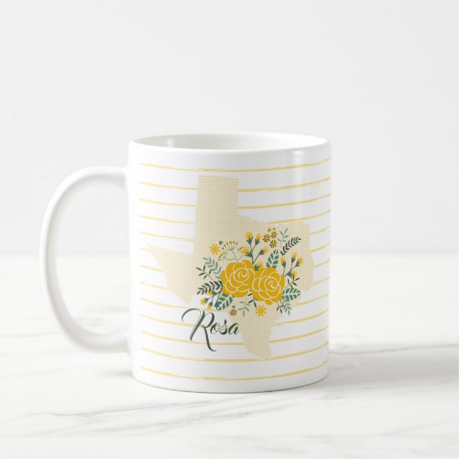 Yellow Rose of Texas - Gingham State with Roses Coffee Mug (Left)