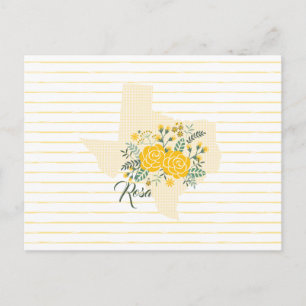Yellow Rose of Texas - Gingham State with Roses Postcard