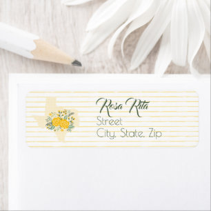 Yellow Rose of Texas - Gingham State with Roses Return Address Label