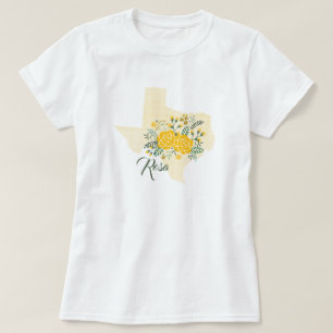 Yellow Rose of Texas - Gingham State with Roses T-Shirt