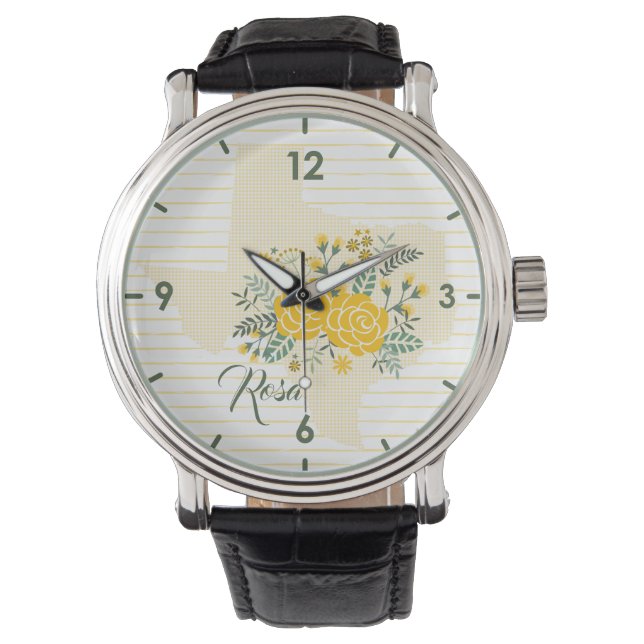Yellow Rose of Texas - Gingham State with Roses Watch (Front)
