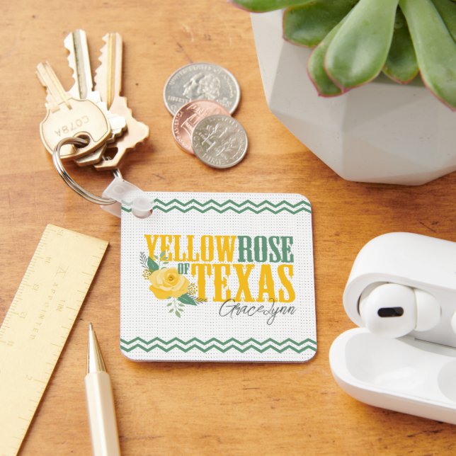 Yellow Rose of Texas - Single Rose Keychain (Desk)