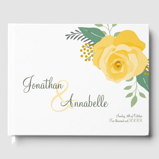 Yellow Rose of Texas Wedding Guest Book (Front)