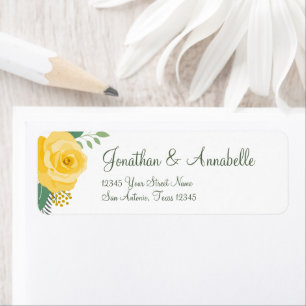 Yellow Rose of Texas Wedding Return Address Label