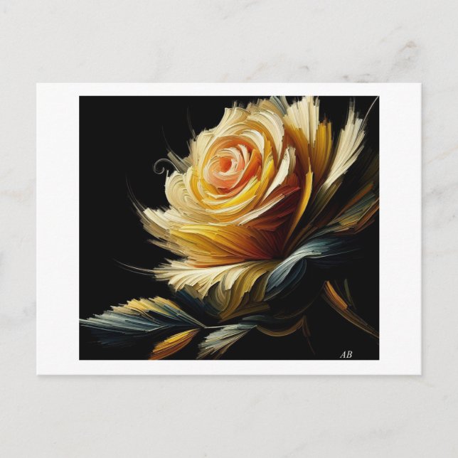 Yellow Rose on Black,  Postcard (Front)