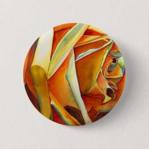 Yellow Rose original watercolor art flower 6 Cm Round Badge