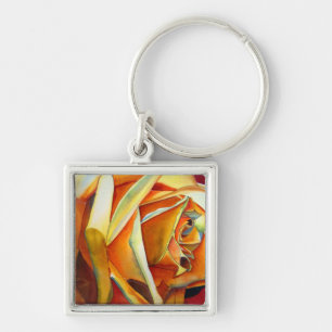 Yellow Rose original watercolor art flower Key Ring