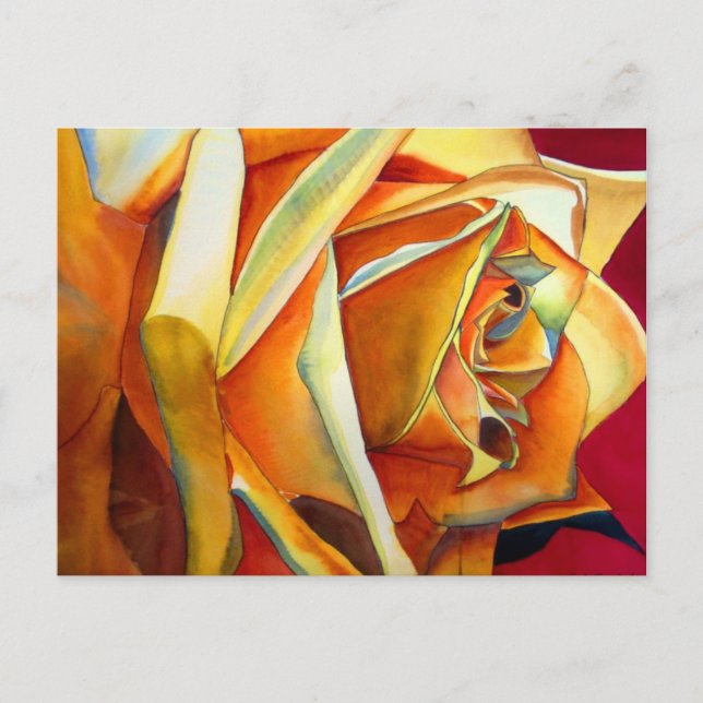 Yellow Rose original watercolor art flower Postcard (Front)