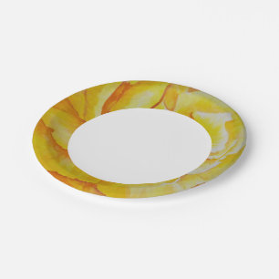 Yellow Rose Paper Plate