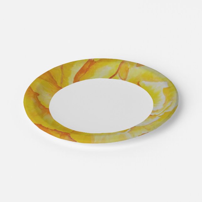 Yellow Rose Paper Plate (Angled)