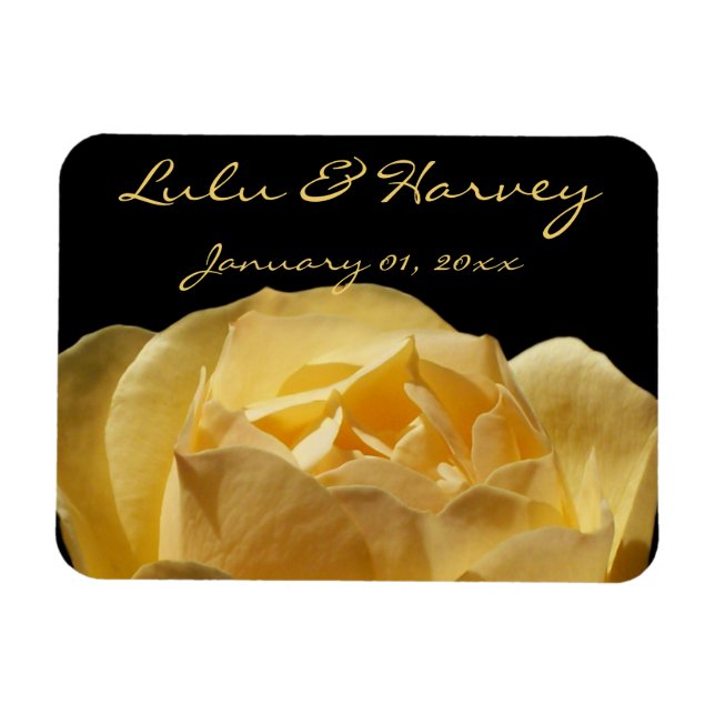 Yellow Rose Personal Wedding Magnet (Horizontal)