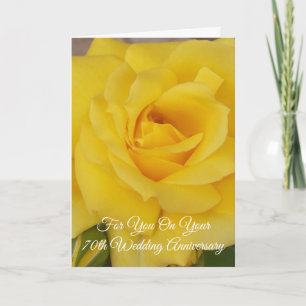 Yellow Rose Personalised 70th Wedding Anniversary Card