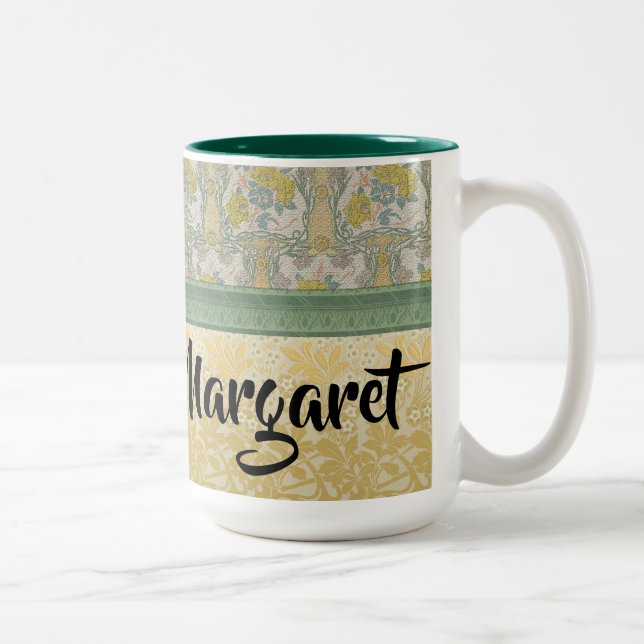 Yellow Rose Personalised Two-Tone Coffee Mug (Right)