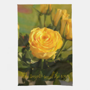 Yellow Rose Personalized Tea Towel