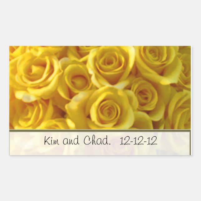 YELLOW ROSE PERSONALIZED WEDDING STICKERS (Front)