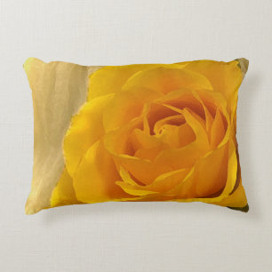 Yellow Rose Petals Accent Pillow
