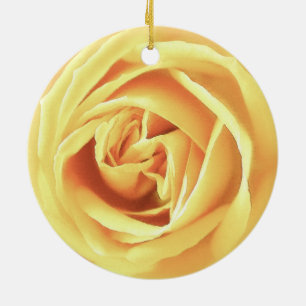 Yellow rose print ceramic tree decoration