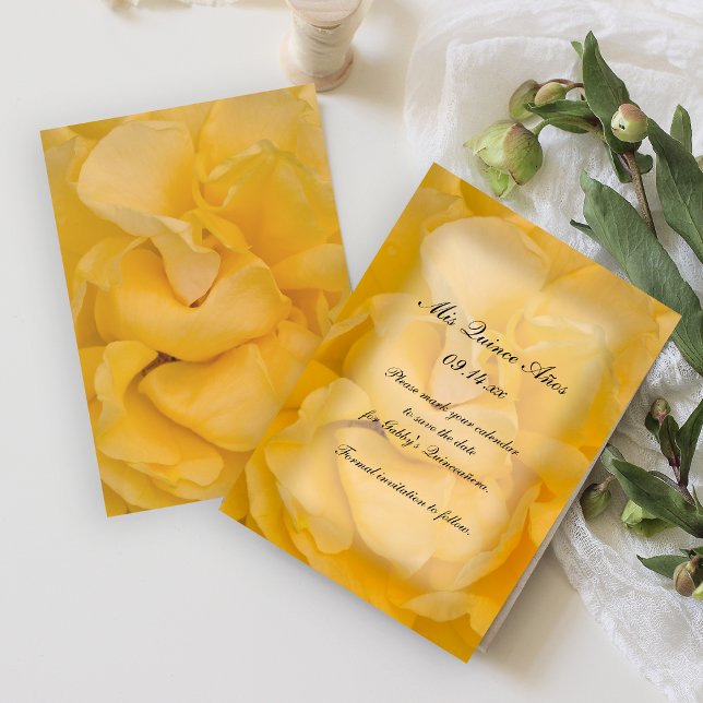 Yellow Rose Quinceañera Save the Date (Creator Uploaded)