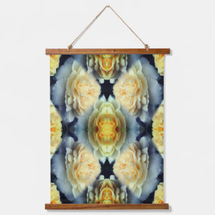 Yellow Rose Raindrops Floral Abstract Hanging Tapestry