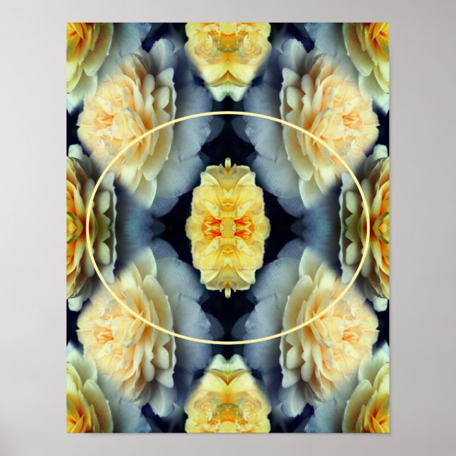 Yellow Rose Raindrops Frame Create Your Own Photo Poster (Front)