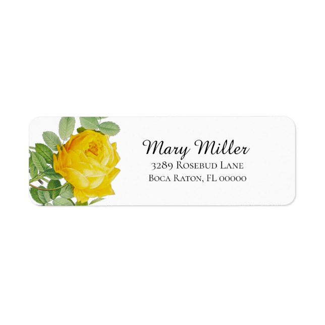 Yellow Rose Return Address Label (Front)