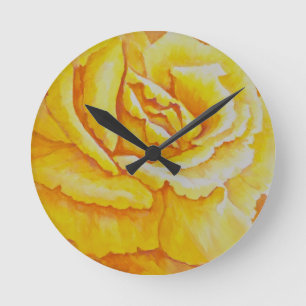 Yellow Rose Round Clock
