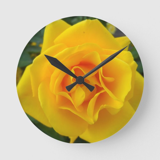 Yellow Rose Round Clock (Front)