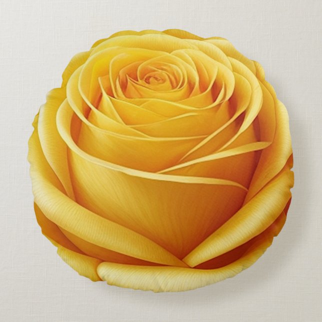 Yellow Rose Round Pillow (Front)